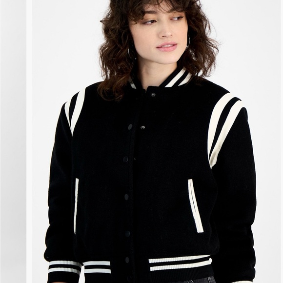 Women's Black Varsity Jacket - Picture 3 of 7